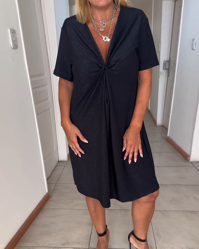 Lizha | Kleid mit kurzen Ärmeln und V-Ausschnitt