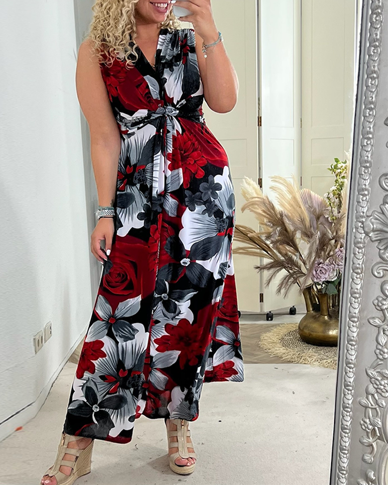 Ynna | Ärmelloses Kleid mit Blumenmuster