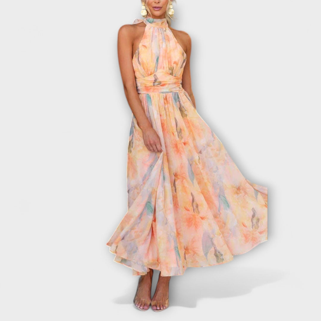 Nerra | Aquarell Halter Maxi Kleid