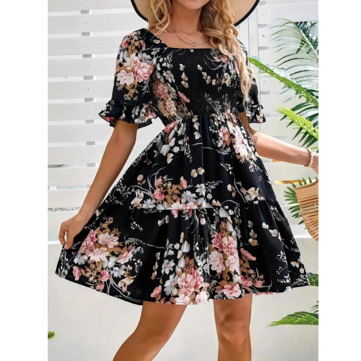 Groan | Vintage Floral Flounce Sleeve Sommerkleid