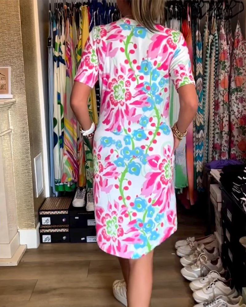 Sydney | Kurzarm-Blumenkleid