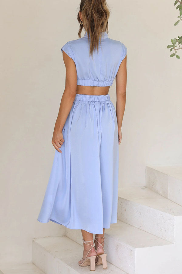 Zalma | Midi-Kleid mit Cut-Out und Taschen