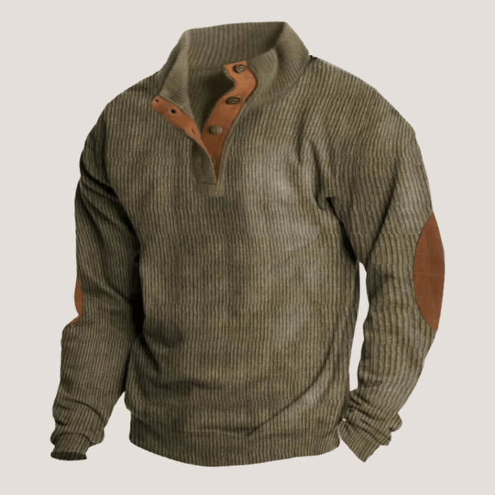 Fredrick | Gerippter Pullover mit Knopfleiste