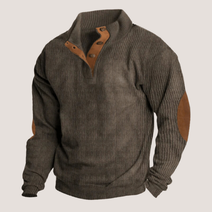 Fredrick | Gerippter Pullover mit Knopfleiste