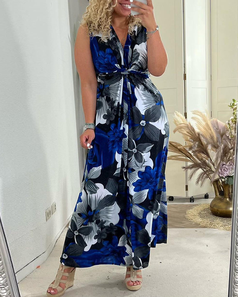 Ynna | Ärmelloses Kleid mit Blumenmuster