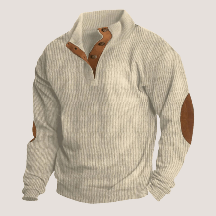 Fredrick | Gerippter Pullover mit Knopfleiste