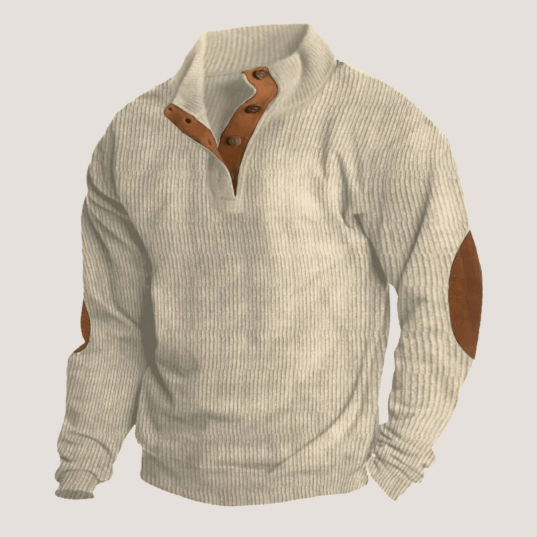 Fredrick | Gerippter Pullover mit Knopfleiste