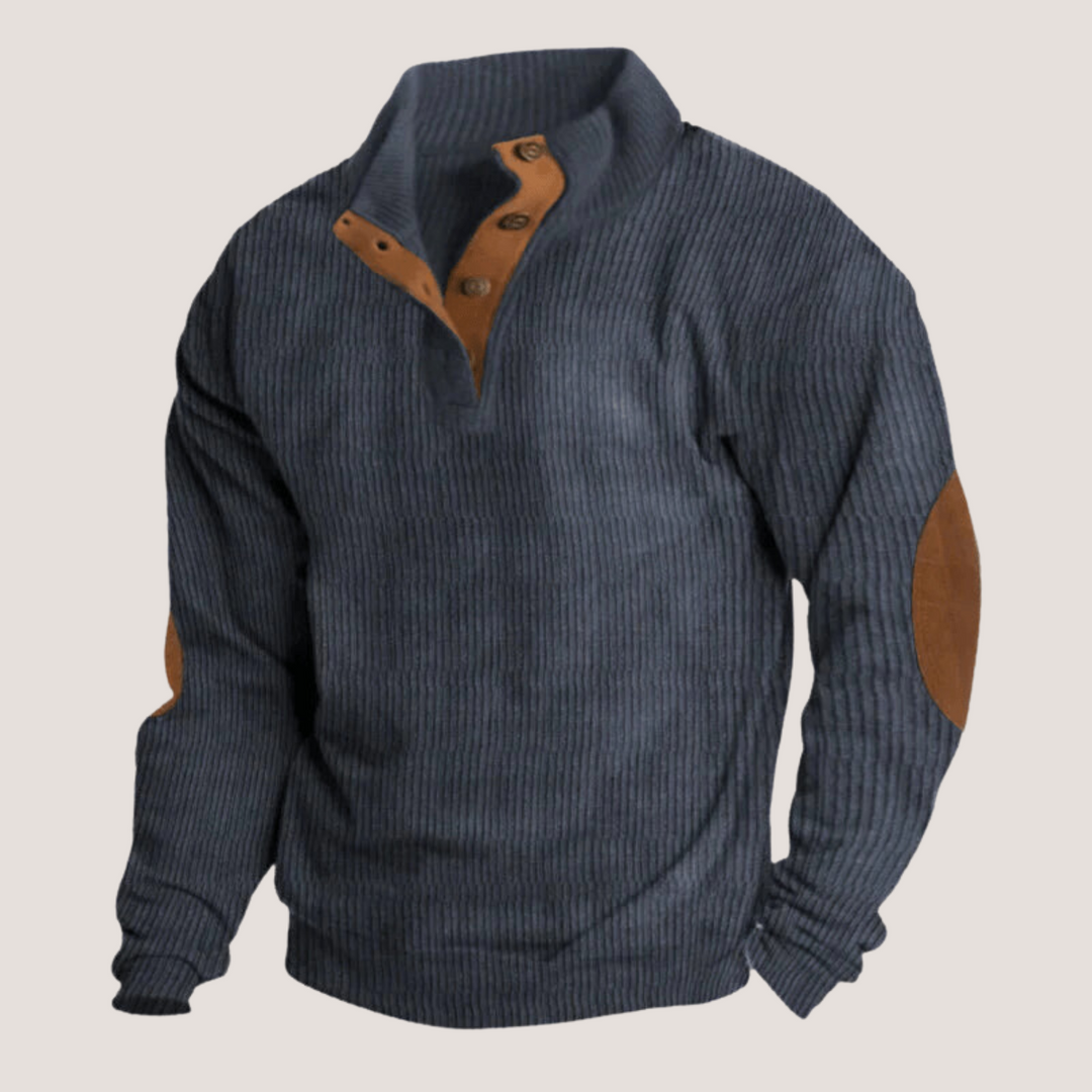 Fredrick | Gerippter Pullover mit Knopfleiste