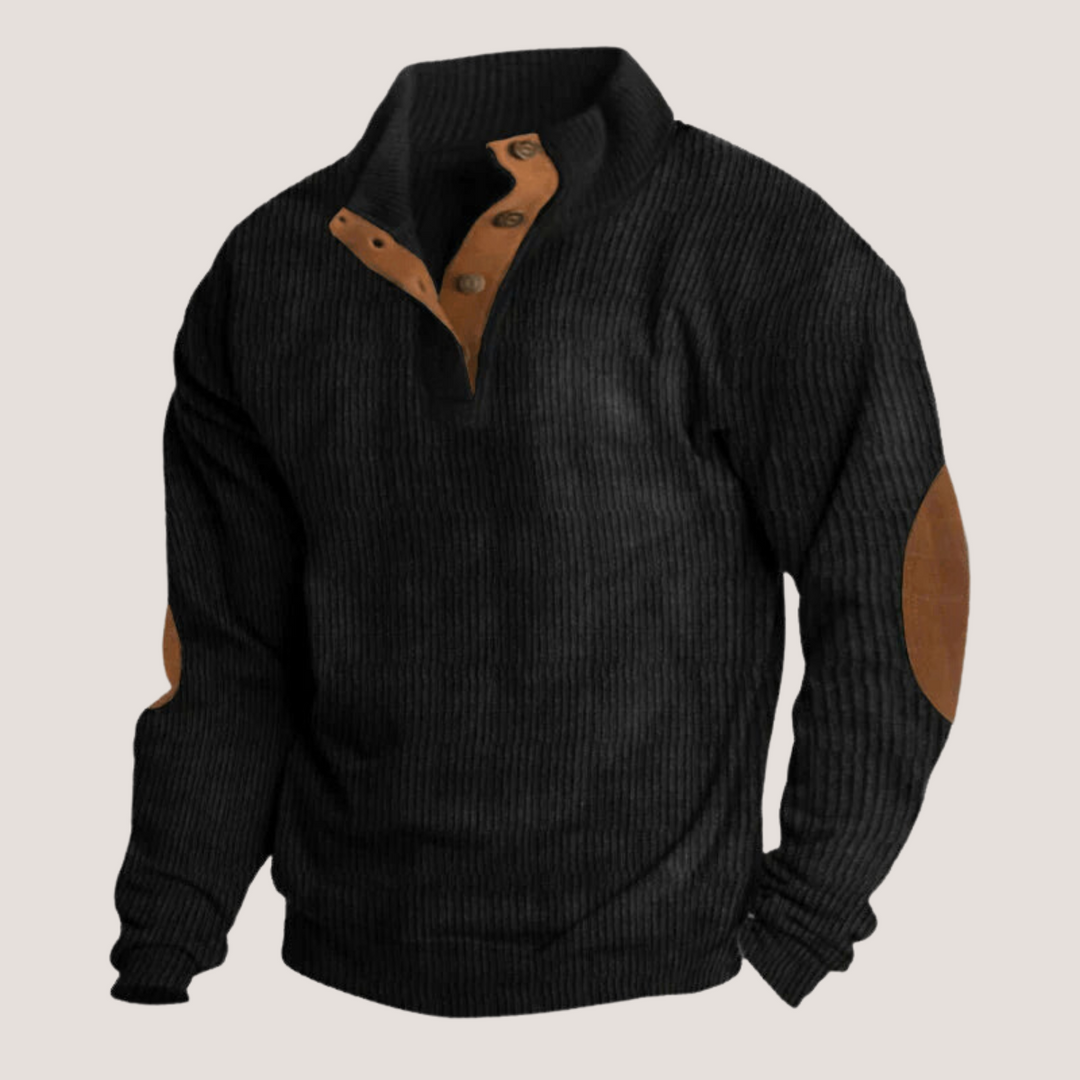 Fredrick | Gerippter Pullover mit Knopfleiste
