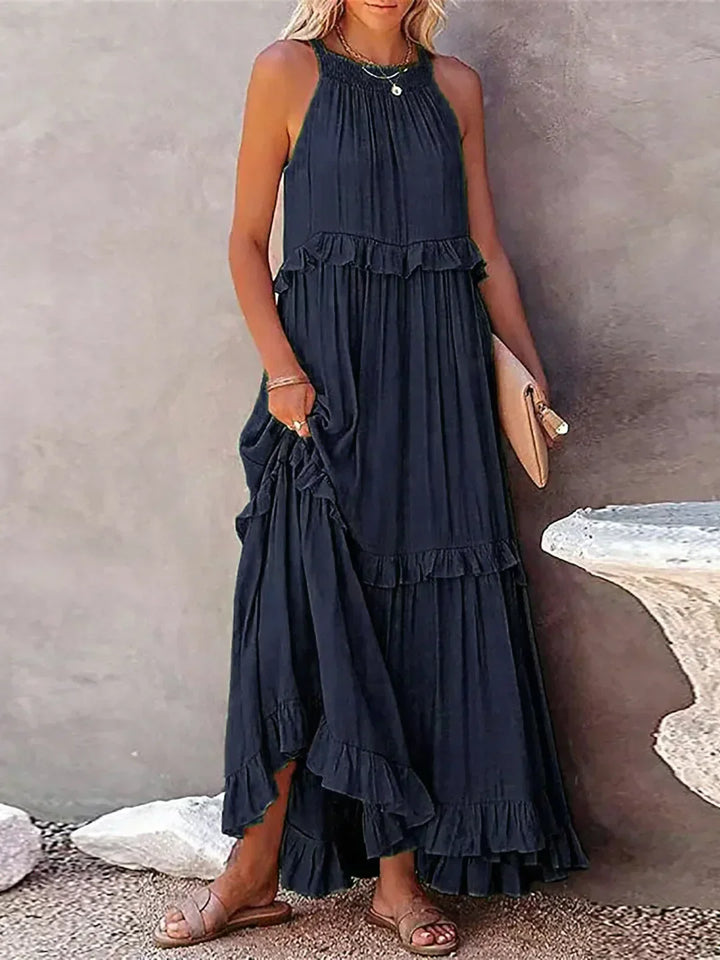 Valery | Halter Ruffle Maxi Kleid