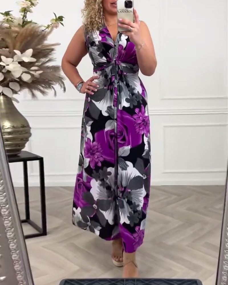 Ynna | Ärmelloses Kleid mit Blumenmuster