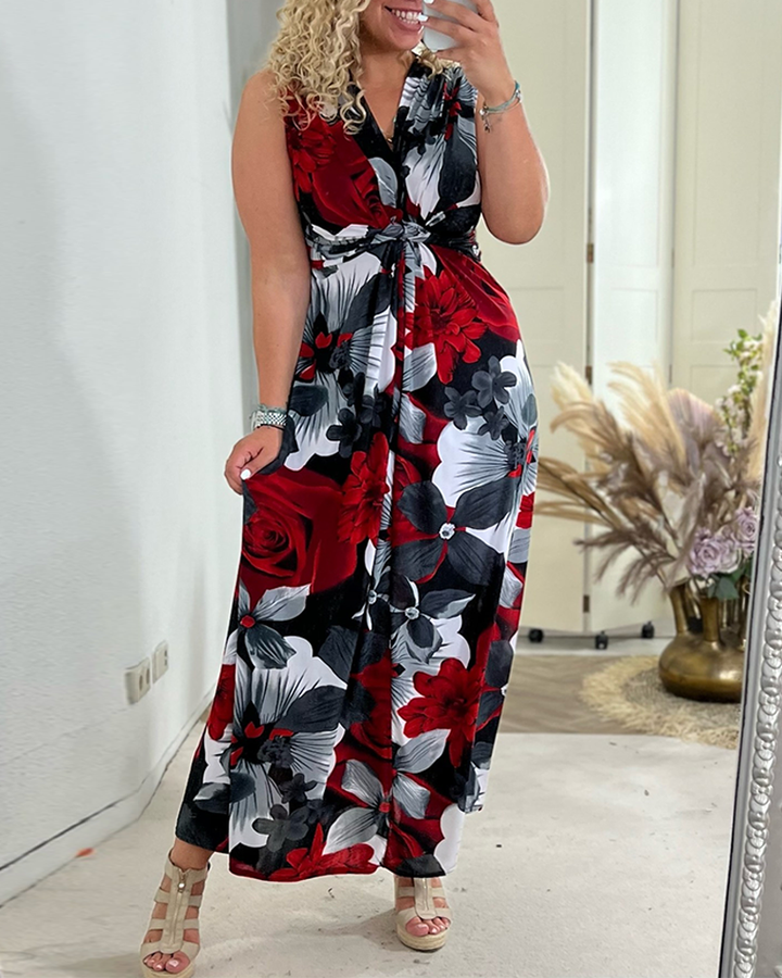 Ynna | Ärmelloses Kleid mit Blumenmuster