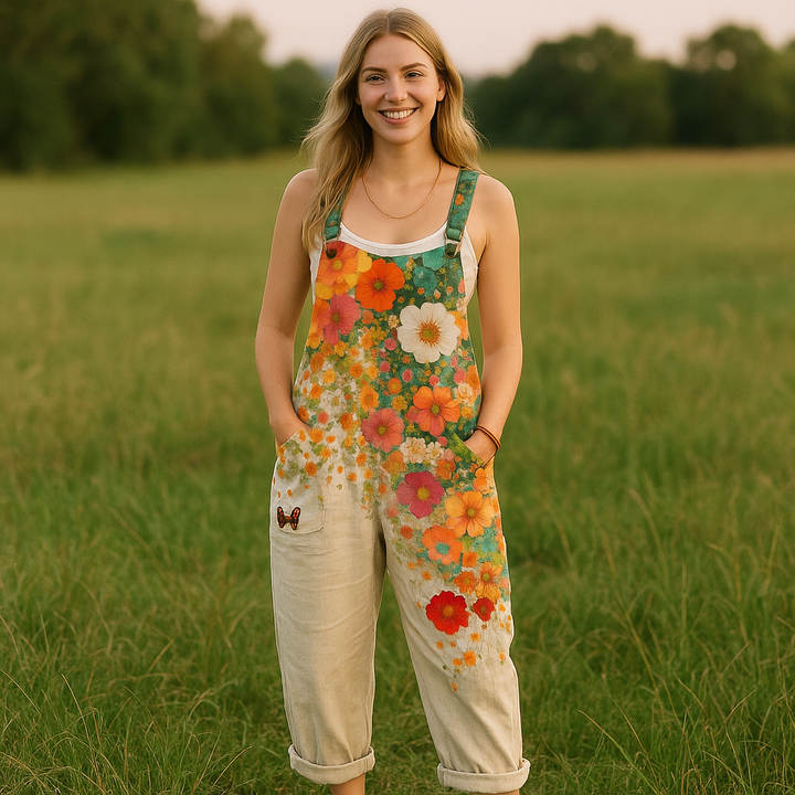 Coral | Vintage Floral Jumpsuit Damen - Müheloser Stil & Ganztägiger Komfort