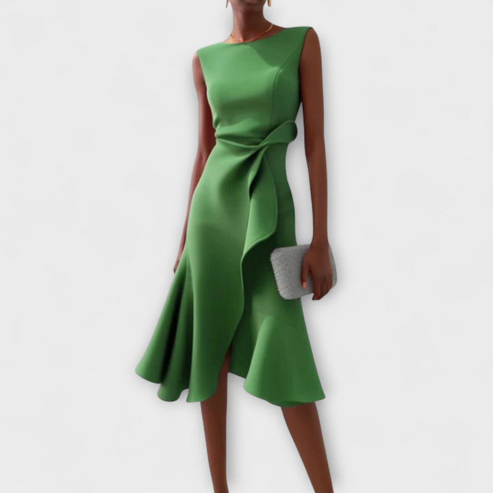 Jonesa | Elegantes Drapiertes Asymmetrisches Midi-Kleid