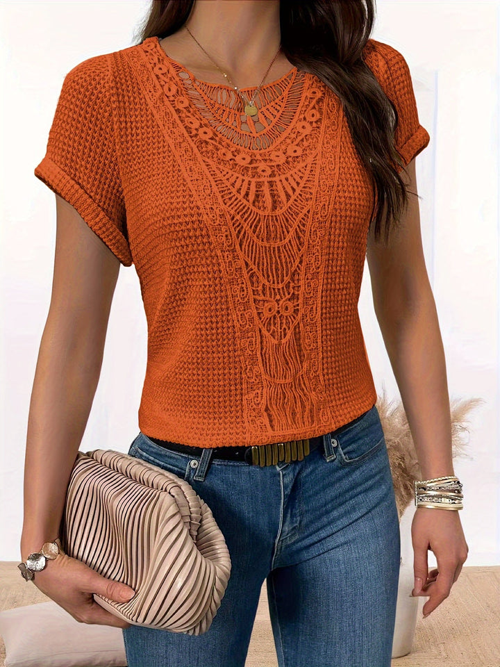 Hallie | Schickes Shirt mit Rundhalsausschnitt aus Spitze