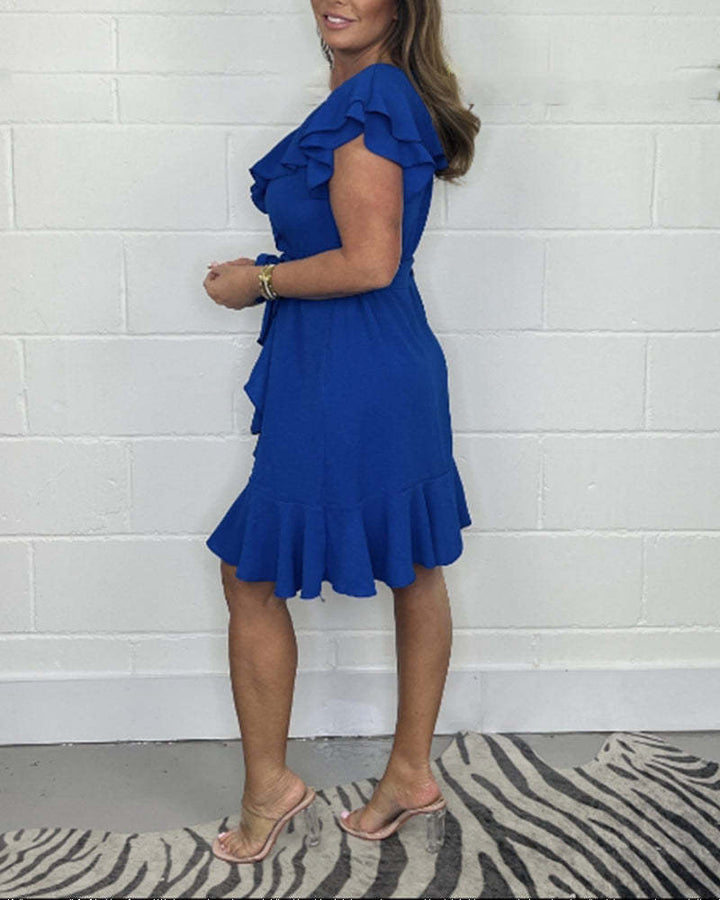 Darcy | Elegantes V-Ausschnitt Rüschenkleid
