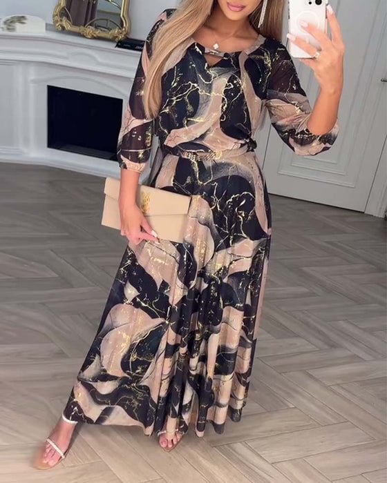 Erika | Elegantes Kleid mit Print und Dreiviertelärmeln