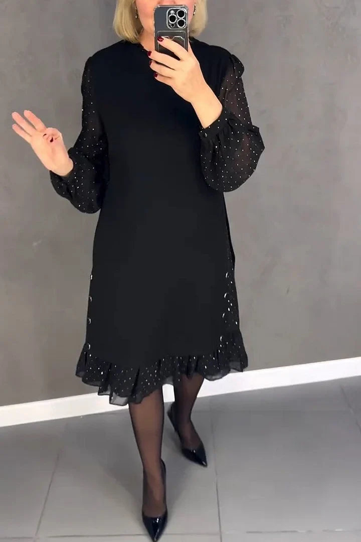 Nikka | Damen Kleid mit Rundhalsausschnitt und fester Farbe
