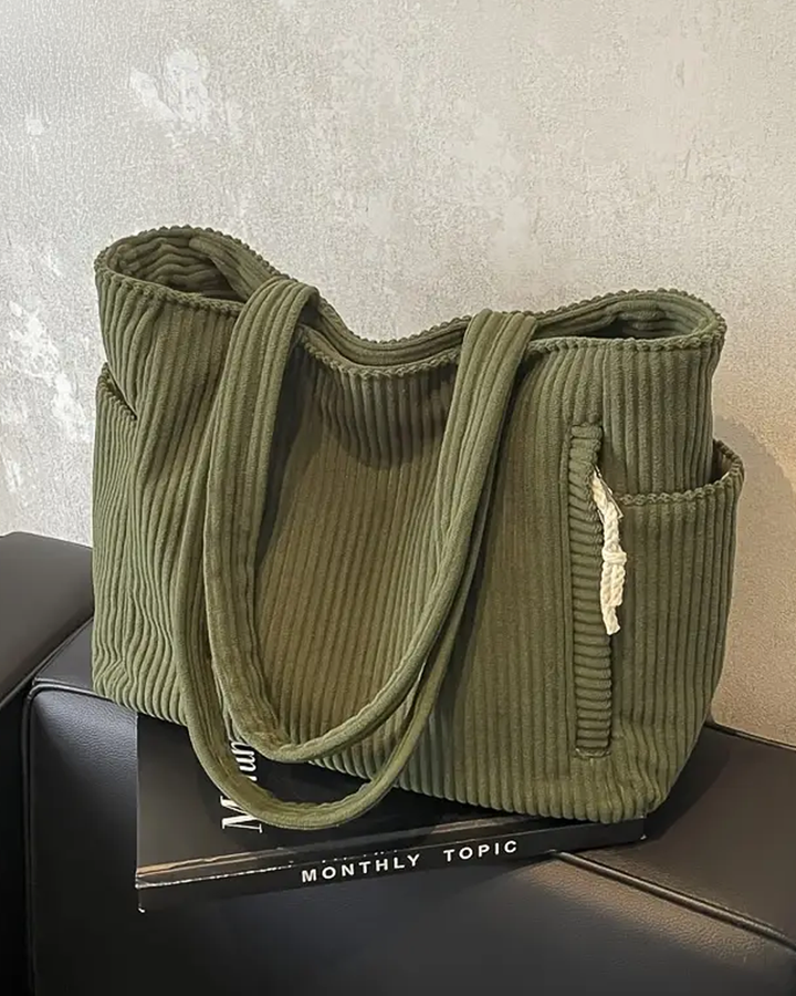 Sibylla | Gerippte Tote Bag mit Kordelzug-Detail
