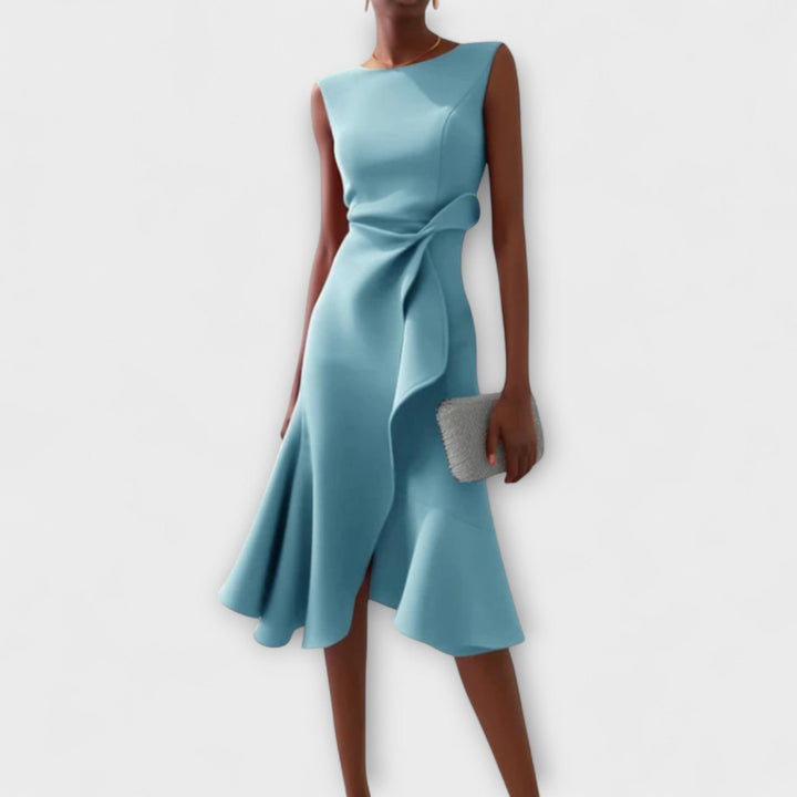 Jonesa | Elegantes Drapiertes Asymmetrisches Midi-Kleid