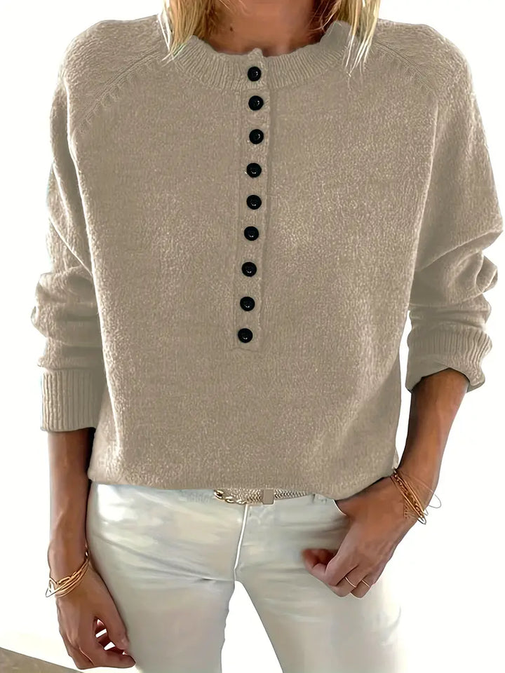 Caroline - Solider Pullover Mit Halber Knopfleiste