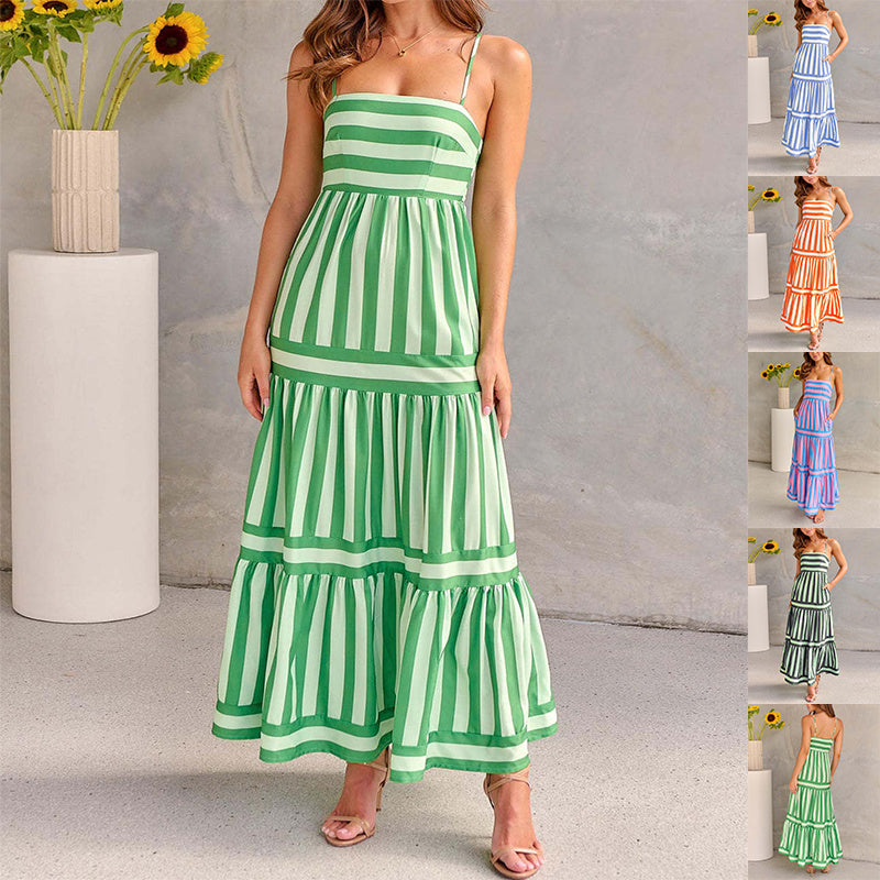 Marites | Gestreiftes Maxikleid mit Trägern