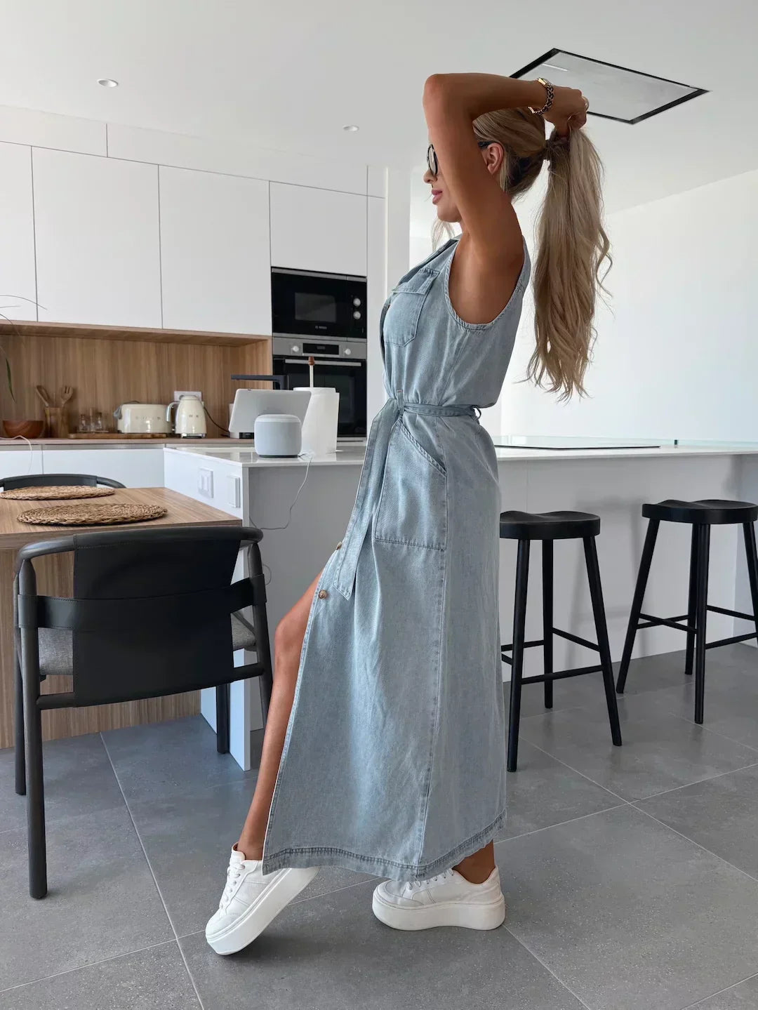 Josie | hoch Schlitz Maxikleid