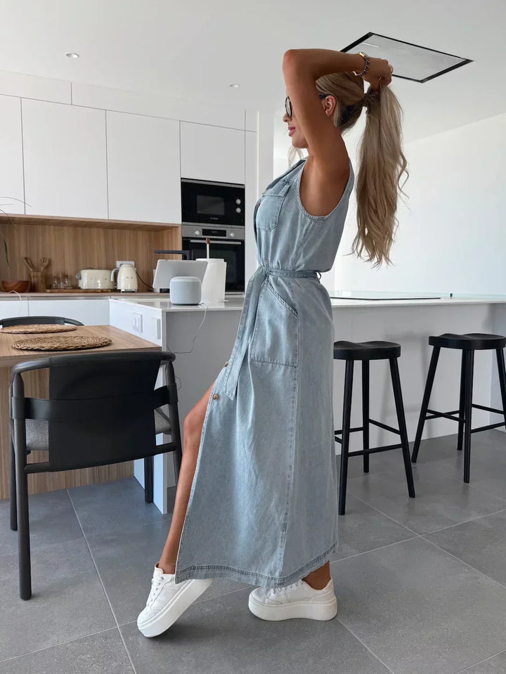 Josie | hoch Schlitz Maxikleid