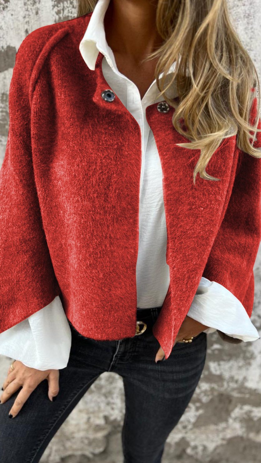 BEA™ | Damen Wollmantel mit Rundhalsausschnitt und langen Ärmeln