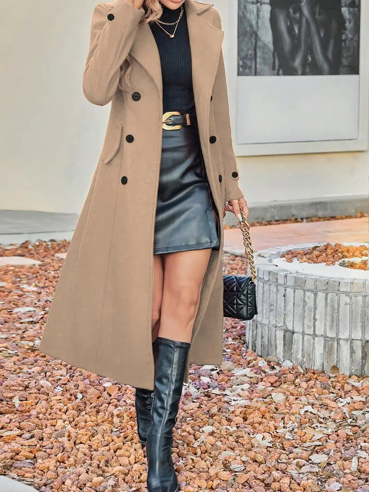 Klarita | Zweireihiger Mantel mit Reverskragen