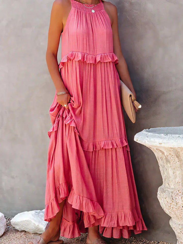 Valery | Halter Ruffle Maxi Kleid