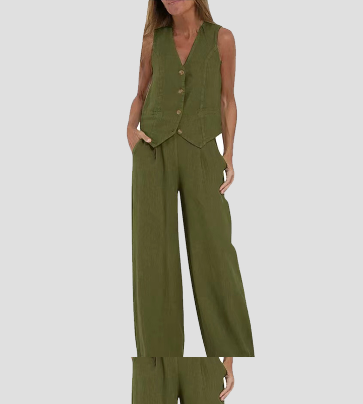 Elle | Weste und weite Hose Set