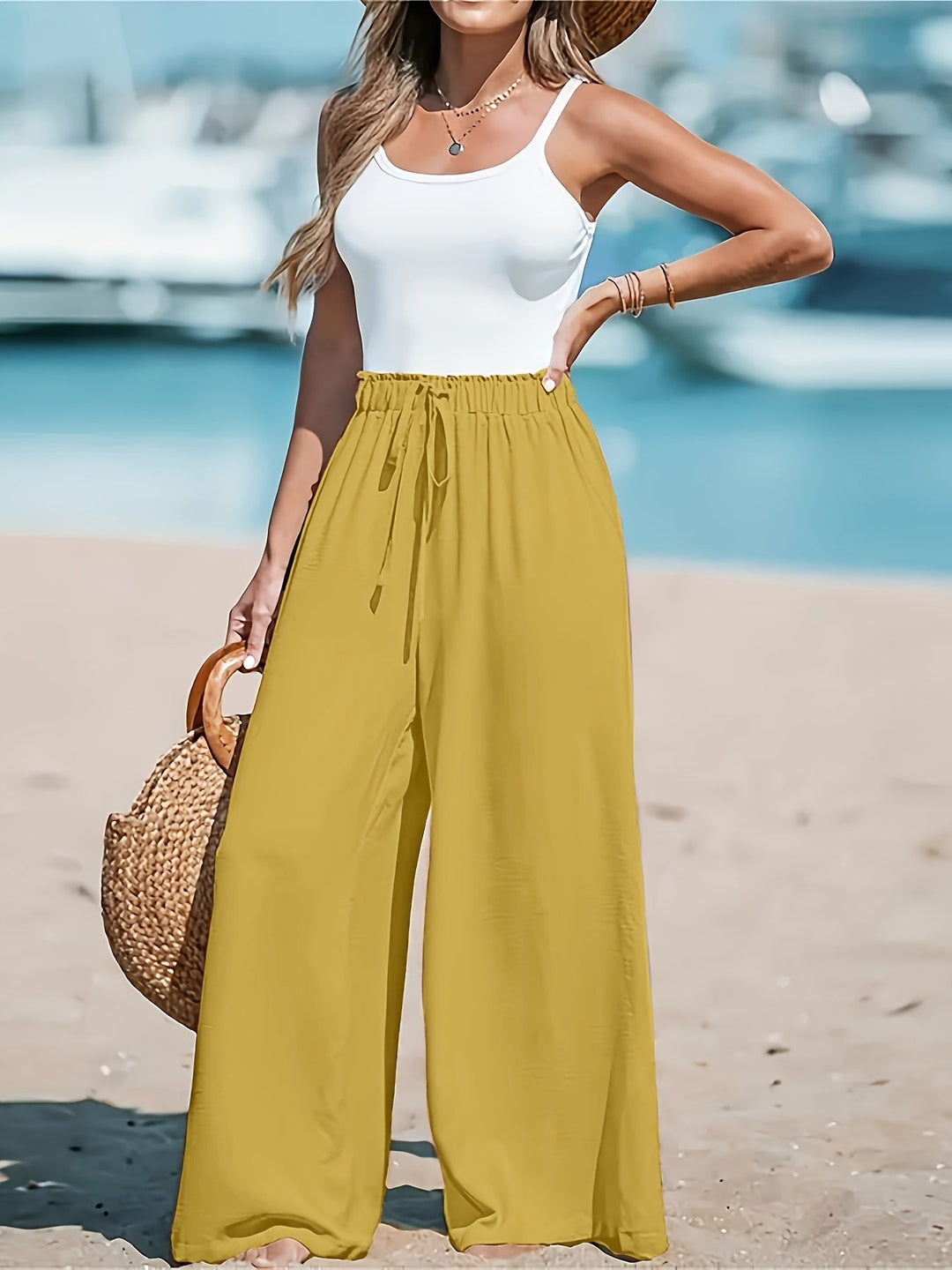 Ava | Atmungsaktive weite Hose mit Hoher Taille