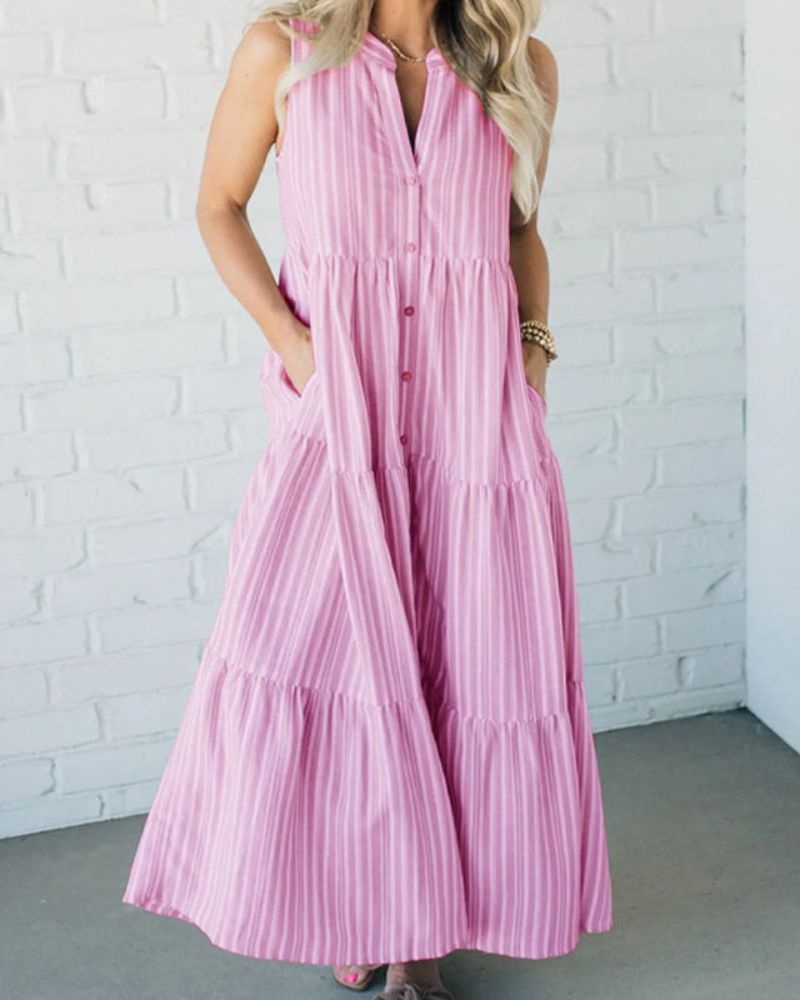 Caroline | Ärmelloses Gestreiftes Kleid