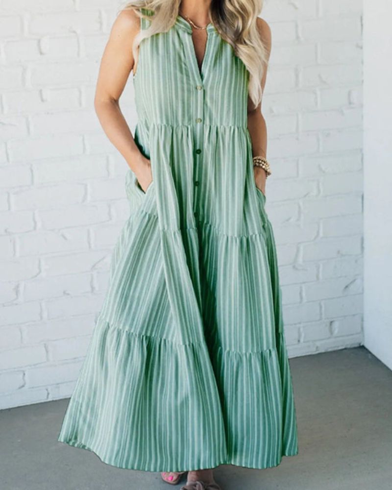 Caroline | Ärmelloses Gestreiftes Kleid