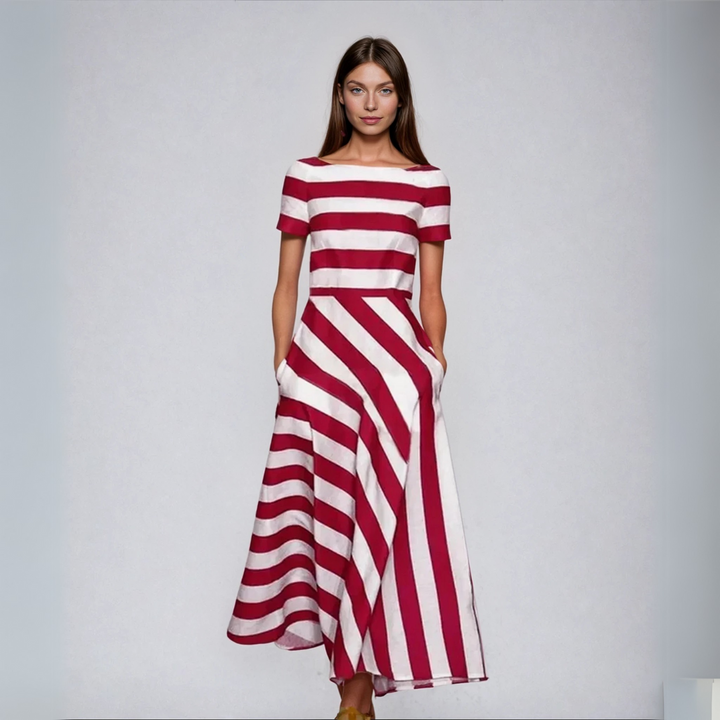 Caitronia | Langgestreiftes Kleid, Handgemacht