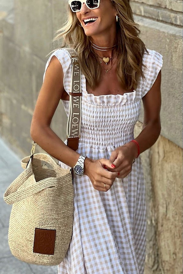 Raya | Elegantes Karomuster Sommerkleid