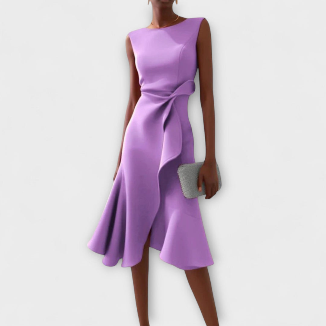 Jonesa | Elegantes Drapiertes Asymmetrisches Midi-Kleid