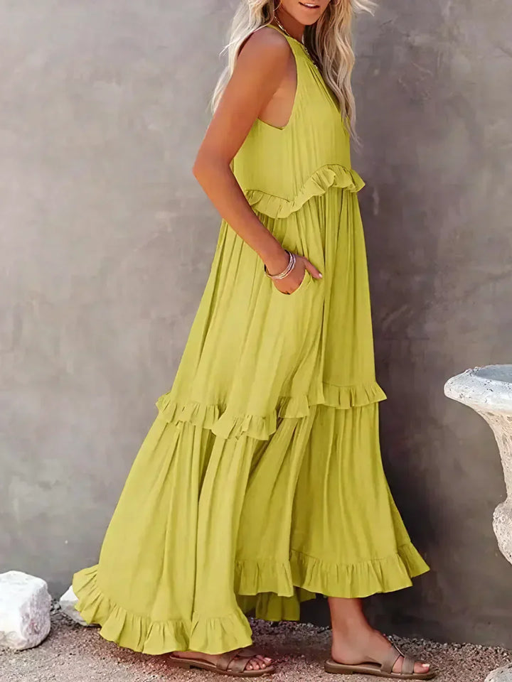 Valery | Halter Ruffle Maxi Kleid