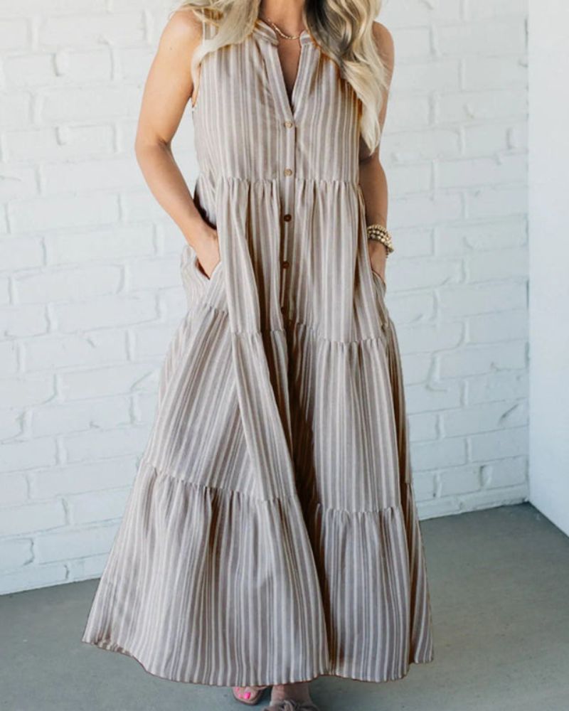 Caroline | Ärmelloses Gestreiftes Kleid