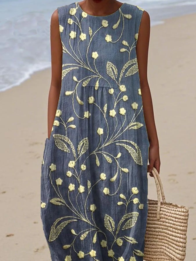 Aera | Atmungsaktives ärmelloses Blumenkleid