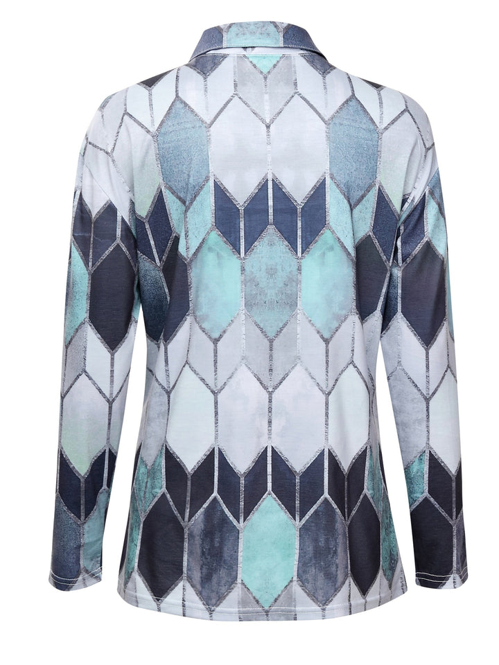 Brianna | Buntes geometrisches Shirt mit Reißverschluss