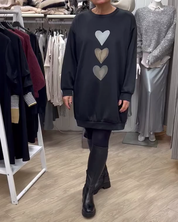 France | Damen Langarm Herzmuster Sweatshirt