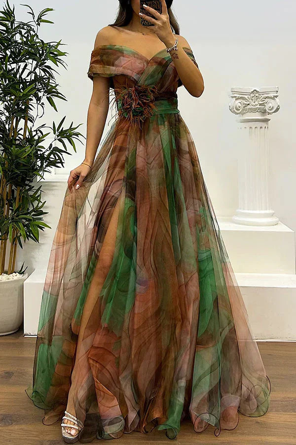 Jazel | Elegantes Off-Shoulder Maxikleid