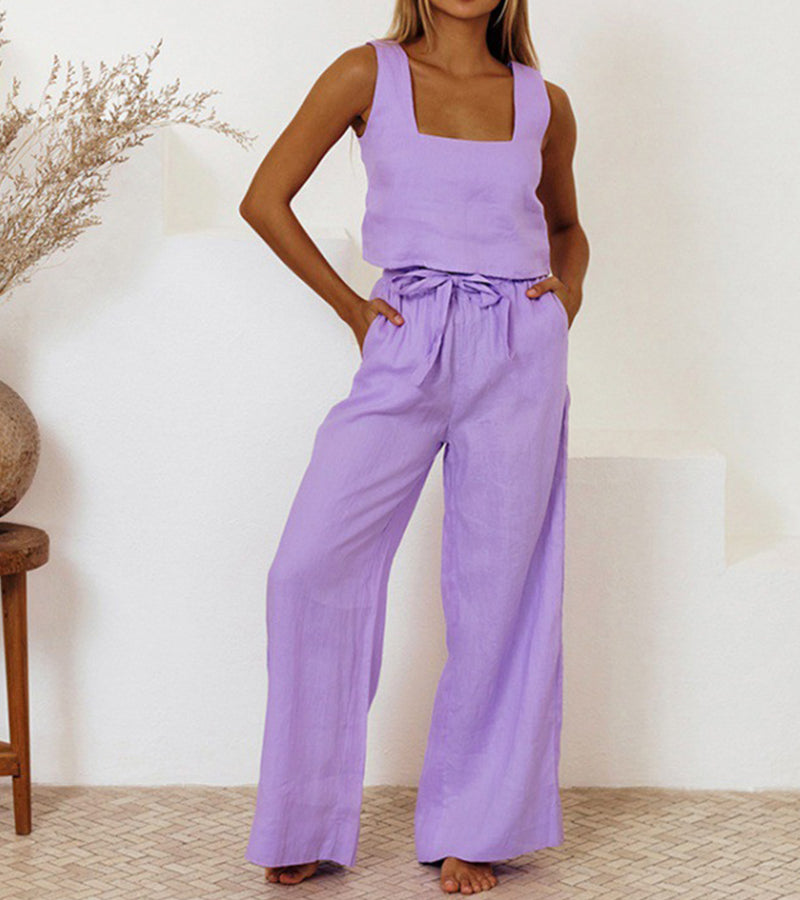 Penny | Set aus minimalistischem Oberteil und weit geschnittener Hose