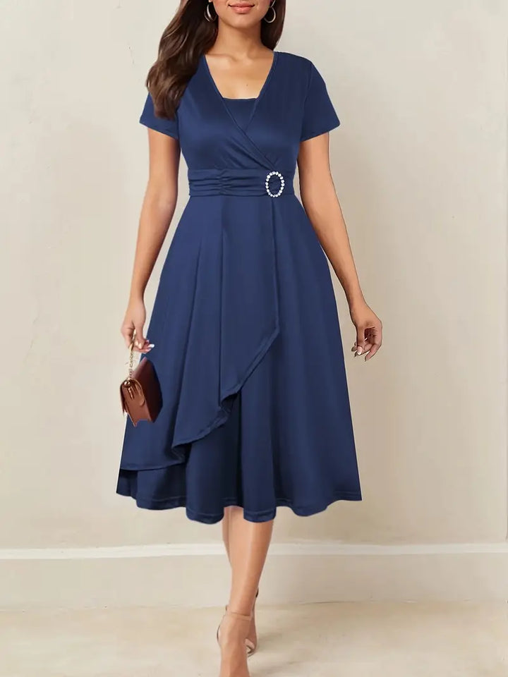 Jaxine | Elegantes Abendkleid mit Strass-V-Ausschnitt