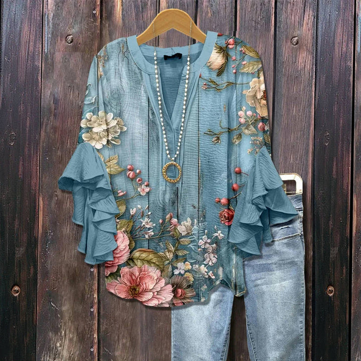 Laylin | Vintage Blumen Rüschensleeve Bluse