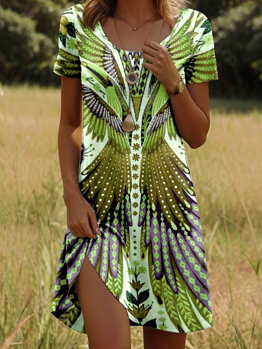 Bebena | Trendiges Ethnisch Bedrucktes Sommerkleid