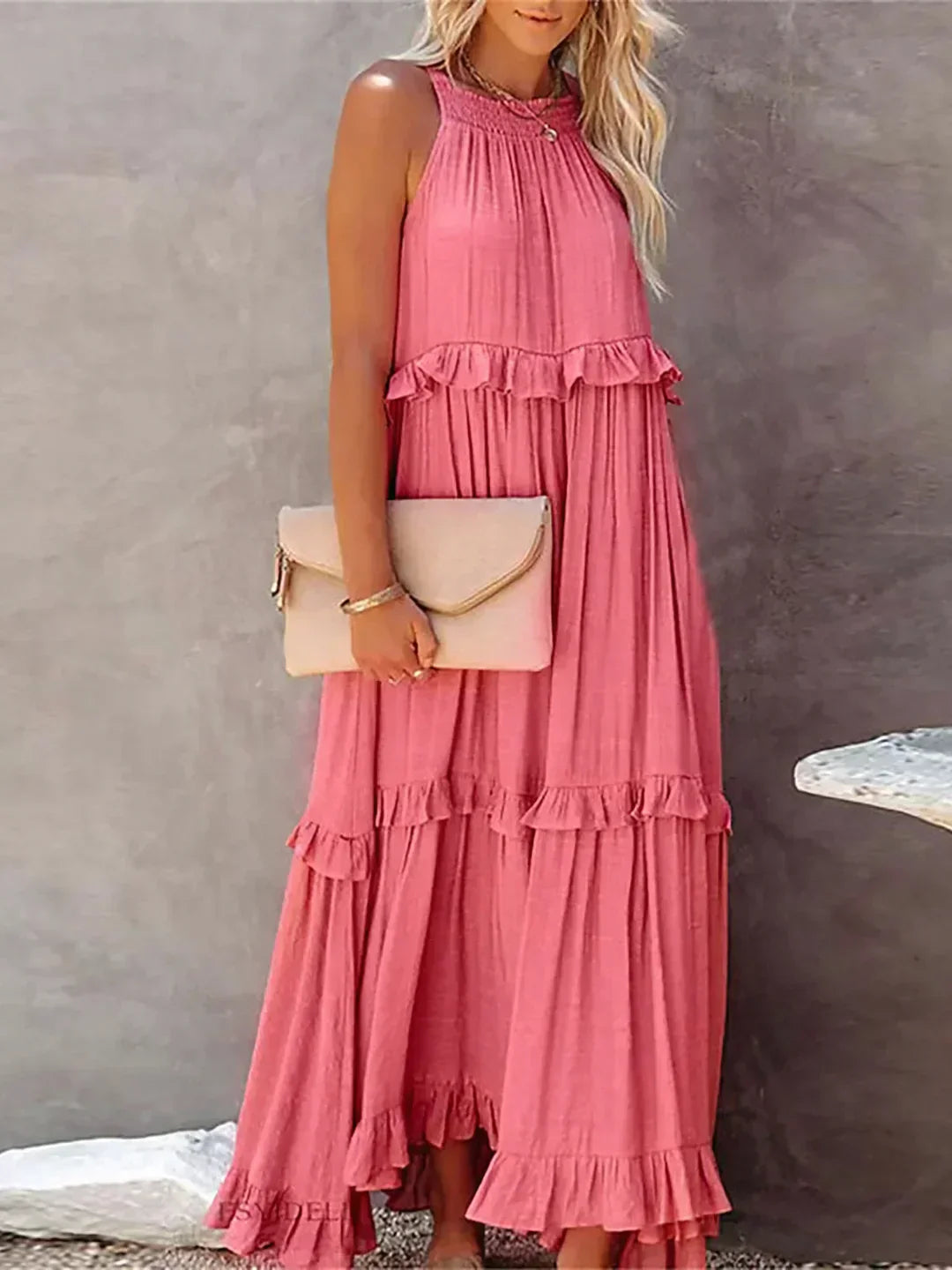 Valery | Halter Ruffle Maxi Kleid