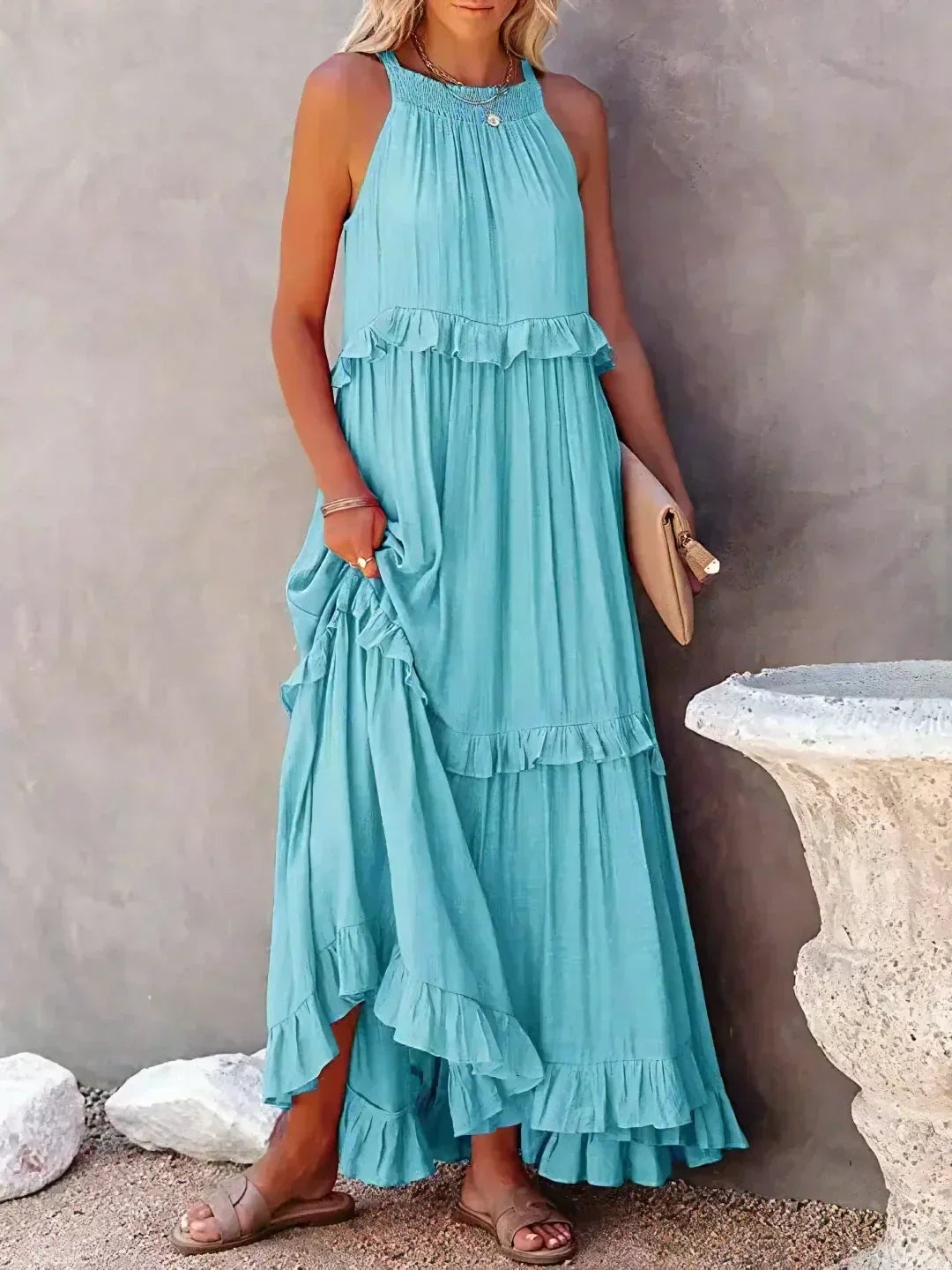Valery | Halter Ruffle Maxi Kleid